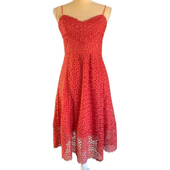 J. Crew Dresses & Skirts - J. Crew Women's Lace Dress Coral Sleeveless Fit & Flare Party Cocktail Dress 2